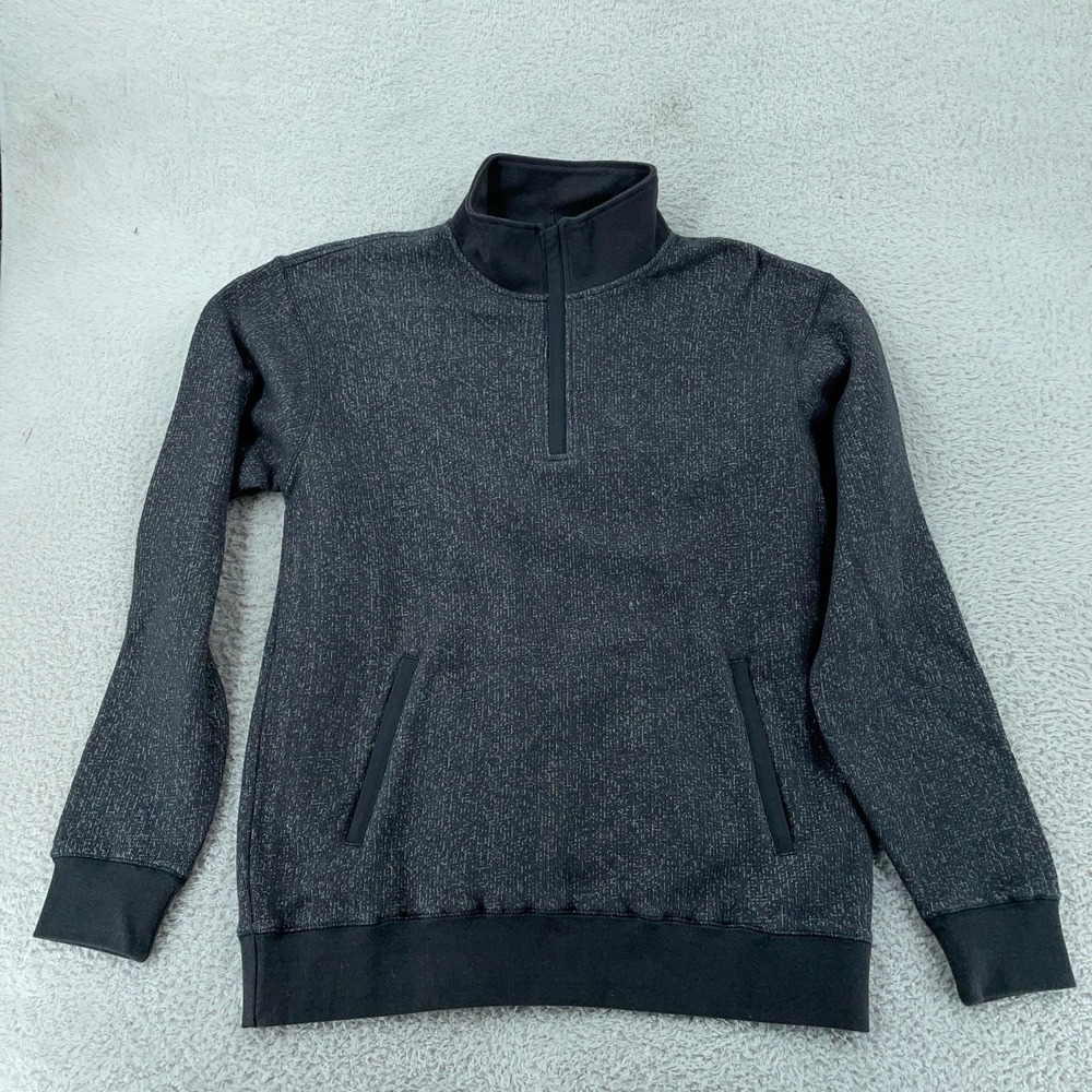 Orvis Quarter Zip Pullover Mens Medium Gray Heather Mock Neck Pockets Fleece